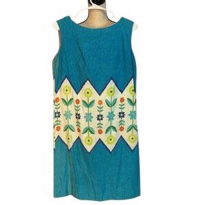 Handmade Retro Floral Shift Dress Boho Folk Style